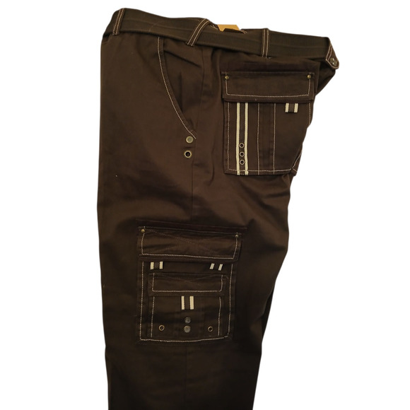 PJ Mark Mens Brown Cargo Pants 36x32 NWT Loose Fit Multi Pocket Utility i-fe - Picture 8 of 12